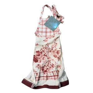 Vtg HomeTrends Hanging Kitchen Towel Dress Floral Plaid Cotton Country Cottage